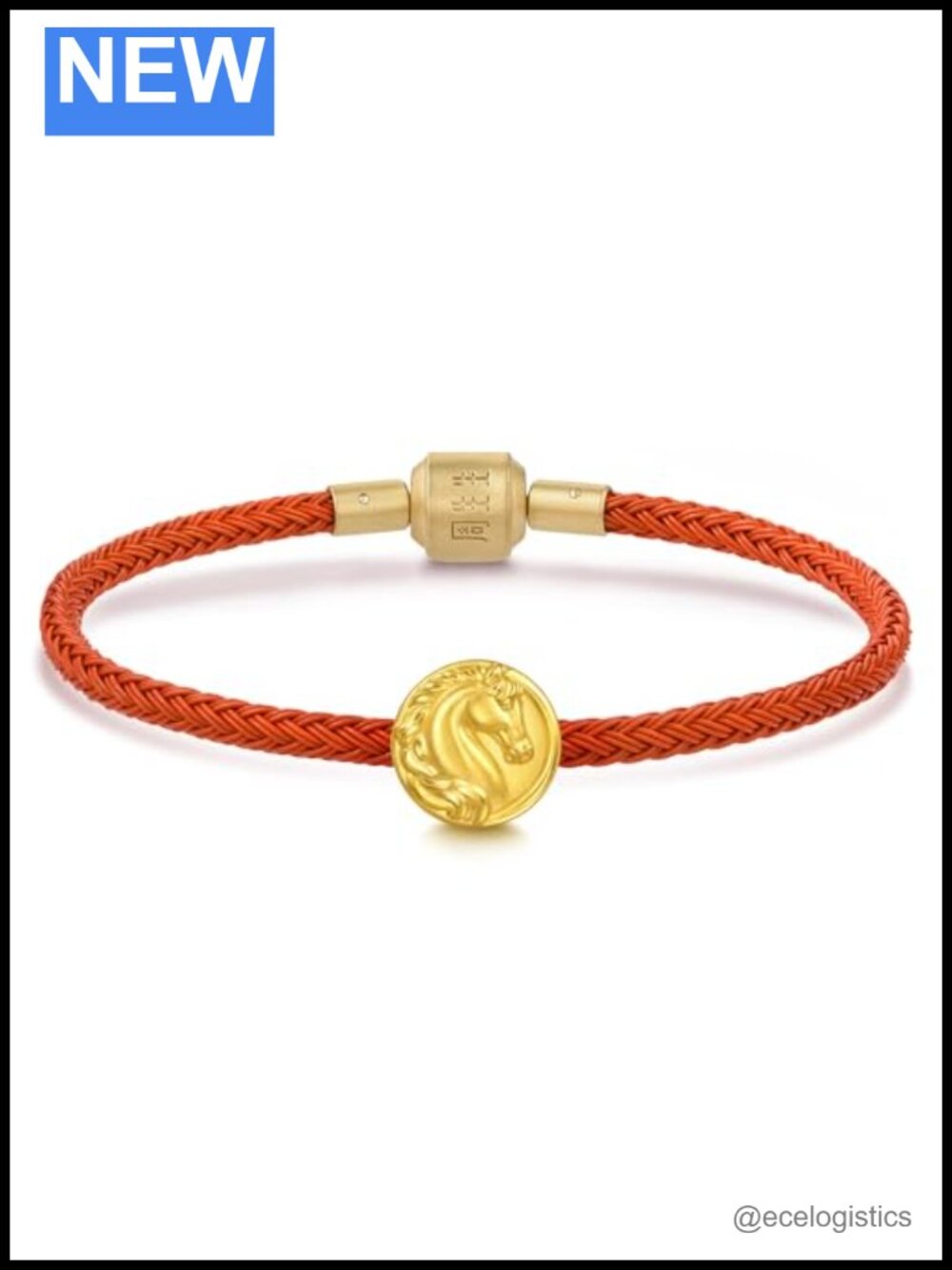 999 Gold Mini Zodiac Horse Charm Bracelet 17cm 1.01g Link Bangle for Men Women